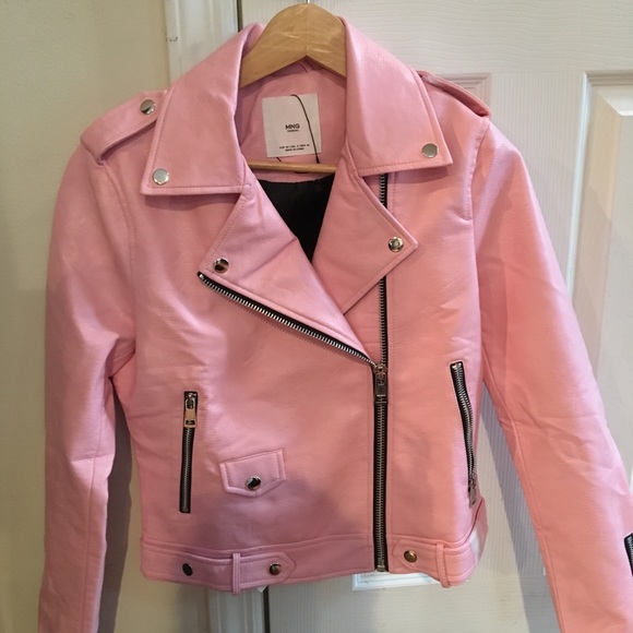 mango pink leather jacket